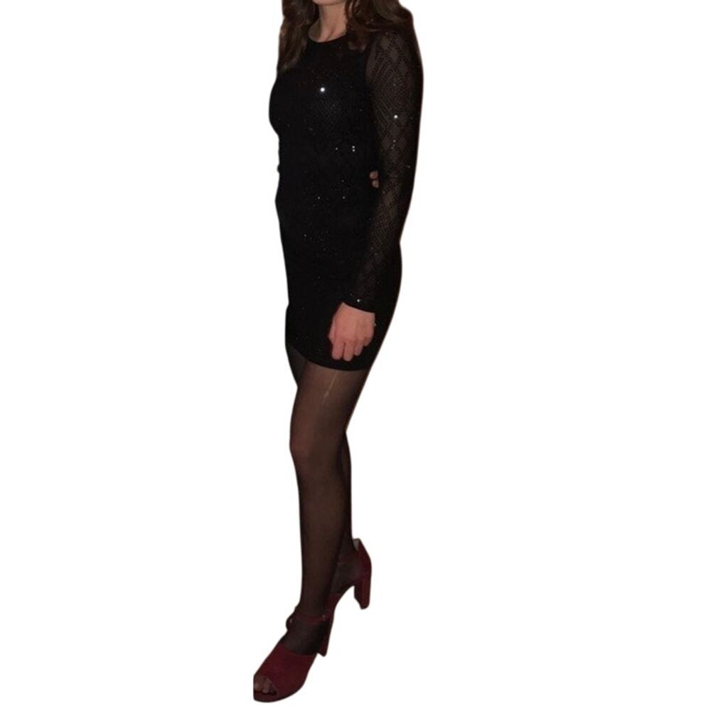 Windsor Black Sequin Long Sleeve Mini Dress